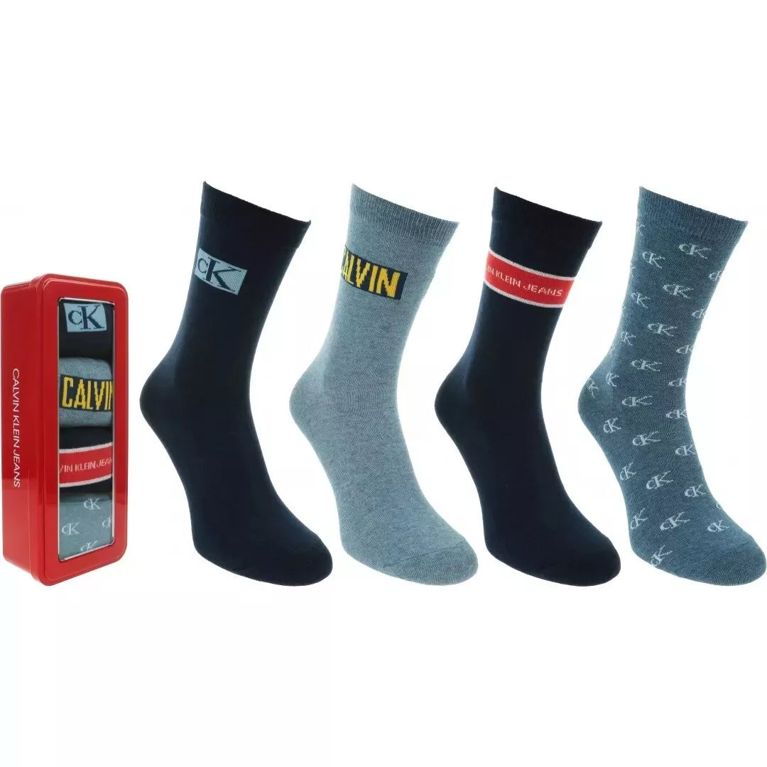 Calvin Klein Women Crew Socks Pair of 4 Cotton Gift Box One Size UK: 4-7