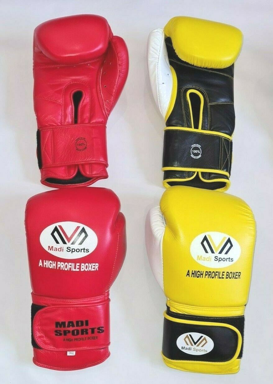 Leather Boxing Gloves Professional MMA Sparring Punch Bag Training Fight Pro