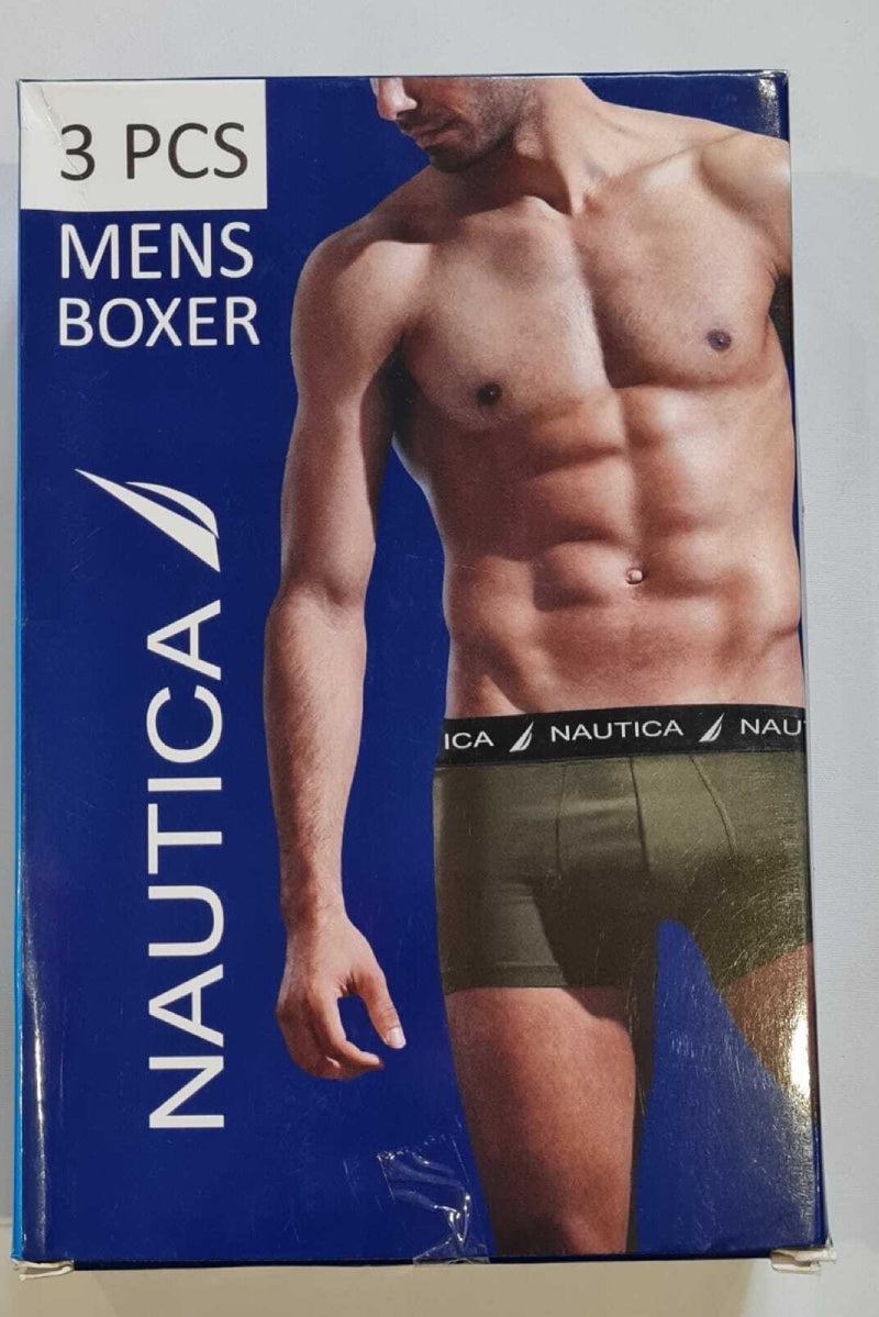 Nautica Mens Boxers Shorts 3 Pack Blue / Grey Microfibre Underwear